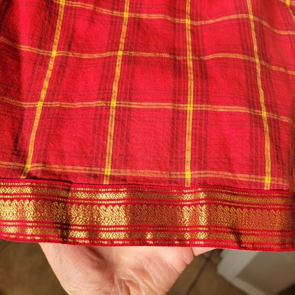 Lemon Grass Cotton Tank/Shift Dress Plaid Gold Detail SM - Picture 8 of 9